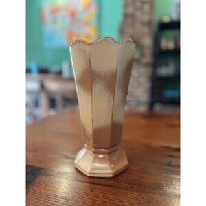 Vtg Frankoma Pottery #64 Octangular Vase In Desert Gold 9.25 Inch 5 Inch Dia